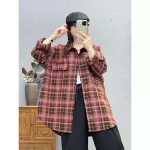 스파이더맨 여자 가을 빈티지 긴팔 트렌드 칼라 셔츠 톱 체크 OPH3