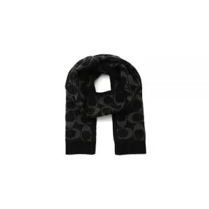 COACH 여성용 점보 시그니처 C 스카프, 블랙., 단일 사이즈