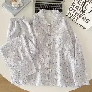 팽블몰 면 봄 가을 캐릭터 긴팔 잠옷세트 패드 파자마 커플 세트 카디건 HO3