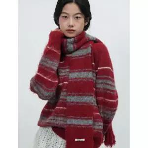 브랜드정품 제너럴아이디어 GENERALIDEA 헤어리 스트라이프 머플러 RED WBE4L96515 361206