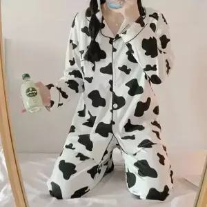 팽블몰 팬츠 봄 가을 귀여운 긴팔 학생 잠옷세트 카디건 젖소 세트 커플 캐릭터 잠옷 HO3