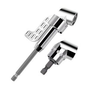 직각 드릴 부착물 105도 직각 드릴 비트 어댑터 좁은 공간용 각진 드라이버(긴 짧은) 실버
