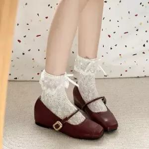 여사친 단화 실버 프렌치 메리제인 로퍼 스트랩힐 일자 속굽 스트랩 펌프스 CH5