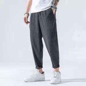 린넨 9부 남성 허리밴딩 데일리 일자팬츠 아웃도어 레저팬츠 밴딩 면바지 캐주얼바지