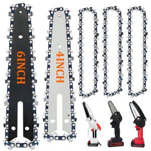 4인치/6인치 체인 가정용 벌목 톱/가지치기 톱 교체 체인/가이드 레일 목재 가지 절단 도구 내구성/날카로운 유형 에 한 무선 미니 전기 체인 톱 액세서리(가이드 플레이트/체인)