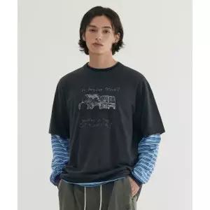 매장정품 COVERNAT 커버낫 카 드로잉 티셔츠 Charcoal CO2503ST23CH 1262497