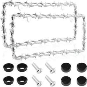 가시 외관 디자인의 2PCS 자동차 번호판 프레임 장식용 볼트/캡이 있는 개인화된 독특한 액세서리 커버