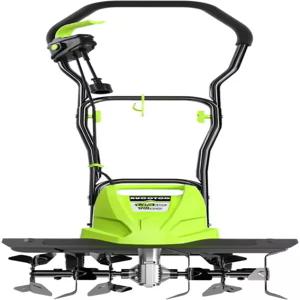 BUCOTOD 18인치 13.5암페어 경운기/경운기 6개의 강철 타인 3-조절 휠 접이식 손잡이 8인치 경운 깊이 전기