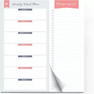 영리한 폭스 마그네틱 밀 플래너 - 주간 식사 계획 및 쇼핑 목록 패드 냉장고용 준비 자석 노트 메뉴