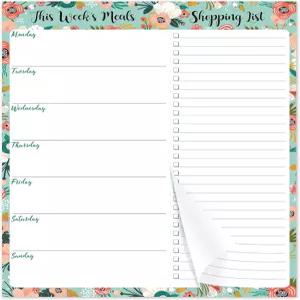 주간 식사 플래너 - 편리한 쇼핑을 위한 식료품 목록 자석 메모장 7인치 x 9인치 계획 패드 냉장고나