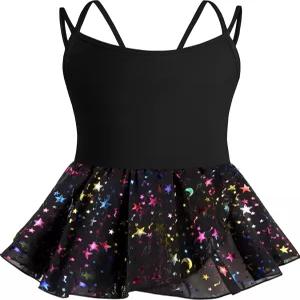 댄스 카미솔 드레스 할로우 크로스 백 반짝이는 스커트를 위한 WYHDY 걸스 발레 레오타드