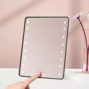 밝기 탁상용거울 3단 탁상거울 조명거울(블랙) 메이크업거울 LED