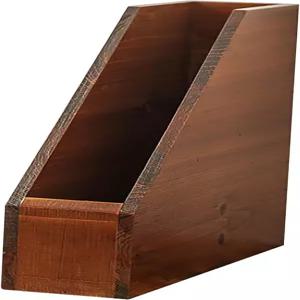 작은 나무 수직 잡지 홀더 - 책상용 파일 정리함 직립 종이 데스크톱 선반 북엔드 문서용 폴더 1팩