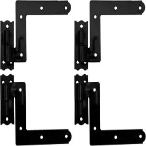 목재 프레임 및 벽돌용 QCAA 스틸 블라인드 셔터 힌지 1-1/16인치 파워 코팅 블랙 4팩(2쌍) 대만산