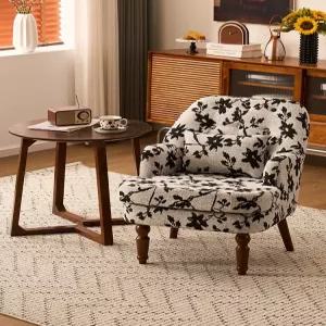 엔틱 1인용 소파 안락의자 단의자호두색 패브릭 쇼파 북유럽 테이블 궁전