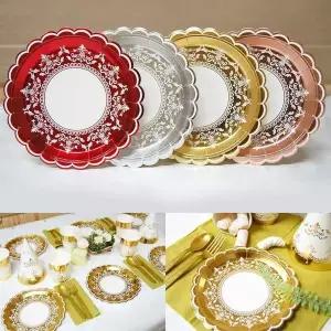 [에이치플러스몰]23cm클래식접시(6개입)메탈릭 파티 용품 테이블 생일