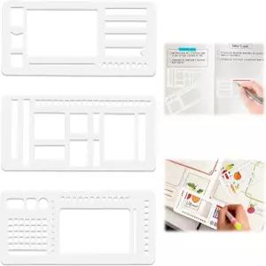 수제 유연한 기록 템플릿 도트 그리드용 3팩 플래너 스텐실 세트 드로잉 체크리스트 박스 라인 및 일일