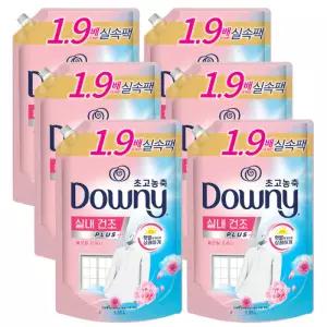 다우니 섬유유연제 플로럴 프레쉬 핑크 1.35L 리필 6개
