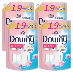 다우니 섬유유연제 플로럴 프레쉬 핑크 1.35L 리필 4개