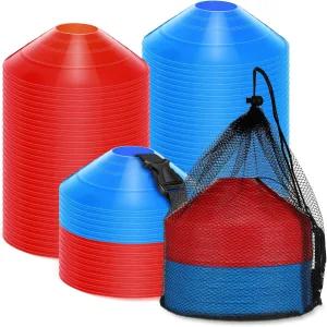 히붐 100개 축구 트레이닝 콘 키트 필드 프로 디스크 스트랩 캐리백 민첩성 스포츠 드릴 헬스장 연습용