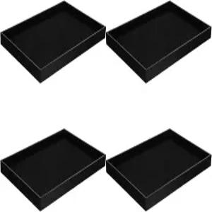 몰레인 스태커블 주얼리 트레이 - 목걸이 팔찌 반지 정리함을 위한 4Pcs 블랙 벨벳 쇼케이스 디스플레이