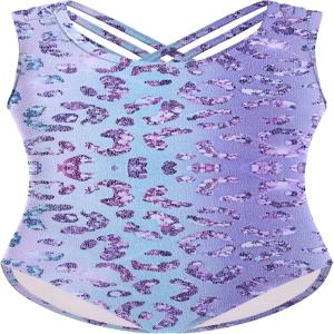 아르샤이너 걸스 발레 레오타드 댄스 체조복 십자수 스트랩 민소매 탱크 댄스웨어