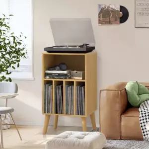 프리미엄 LP 장식장 턴테이블 선반 거치대 레코드 CD 보관 캐비닛 라이트우드