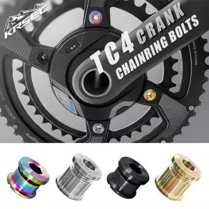 KRSEC 4/5PCS 티타늄 합금 체인링 볼트 싱글 더블 나사 산악 자전거 크랭크 6.5/10.5mm 부품