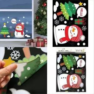 [하프클럽/셀러허브]겨울 장식 벽 창문 트리 멋진 눈사람 성탄장식