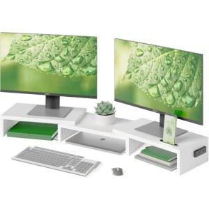 듀얼 모니터 스탠드 정리대 조절 원목 길이 PC 각도 거치대 흰색 라이저 프린터용 회전 가능한 Bla 노트북 데스크톱