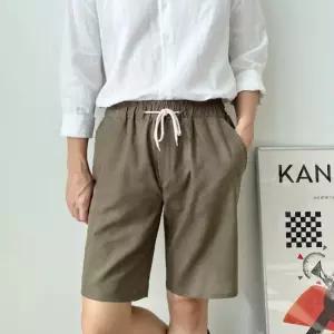 여름철 시원한 린넨소재 허리밴딩 남성 5부 반바지 린넨바지 린넨슬랙스 남자린넨슬렉스