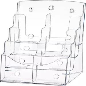 수비무트 아크릴 브로셔 홀더 8.5x11 인치 4단 투명 문학 정리 매거진 스탠드 4x9 브로셔용 탈착식 칸막이