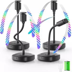 4팩 푸드 테이블 선풍기 2000mAh USB 전원 충전식 유연한 구스넥과 부드러운 칼날이 있는 휴대용 바비큐