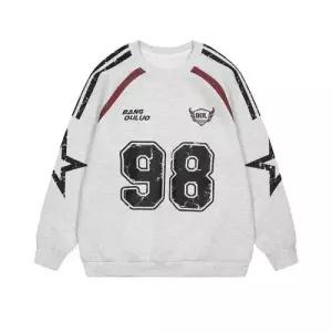 EAMT 빈티지 가을 국조표 루즈핏 여성티셔츠 맨투맨 스트리트 레터링 트레이닝 커플 라운드 프린트 긴팔 YJ