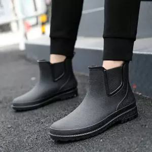 발편하고 유연한 남성 장마 대비 레인부츠 숏 장화 lFO6+7ZMY