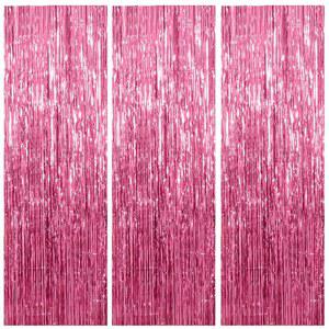 핑크 배경 생일 파티 장식 3팩 틴셀 포일 프린지 커튼 스트리머 학사 크리스마스 졸업식 웨딩 프린세스 테마