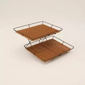 2단 베이커리 라탄트레이 세트 소 SM-010 라탄트레이 베이커리 카페 편의점