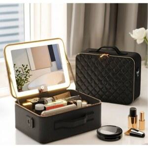 여행용 메이크업 박스 LED 다용도 가방 보관함 화장 거울 정리함
