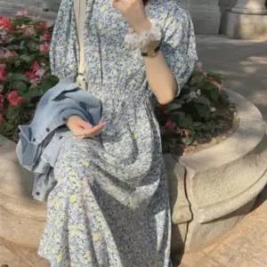 포인트 플라워 원피스 페미닌 JSC-d0065 반팔