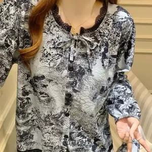 엘럽 그림 브라 세트 잠옷 봄가을 컴포트 커플 긴팔 패드 잠옷세트 원템3