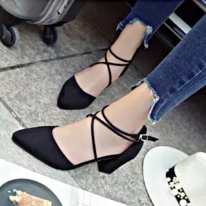 스트랩 미들굽 여자 스틸레토힐 스웨이드 패션구두 여성구두 구두 샌들