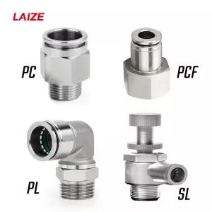 304 스테인리스 스틸 공압 호스 피팅 PC PCF PL SL 퀵 릴리즈 밸브 파이프 1/8 1/4 3/8 1/2BSPT 에어 튜브