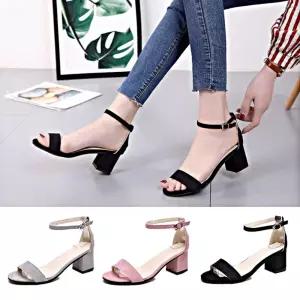 사각굽 발목스트랩 샌들 여자 정장 캐주얼 여름구두 여성구두 플랫슈즈