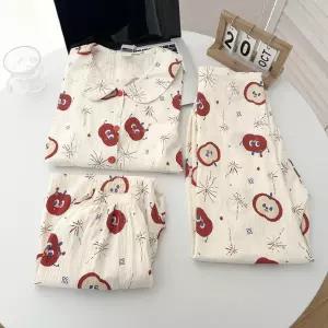 수피 여름 세트 커플 반팔 잠옷 긴바지 실내복 잠옷세트 반바지 귀여운 전원풍 학생 3종 JEN1