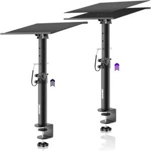 OUKMIC 스튜디오 모니터 스탠드 클램프 데스크탑 스피커 쌍 헤비 듀티 라이저 기울기 높이 조절 가능