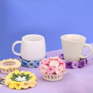 컵받침 DIY 패키지 세트 4p 수예 티코스터 뜨개실 만들기 티코스터 주방용품