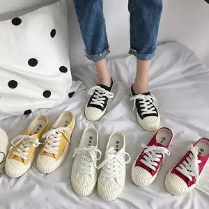 컬러 캔버스화 뮬 스니커즈 패션슈즈 캐주얼화 데일리 로퍼