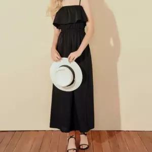 점프슈트 와이드팬츠 프릴 끈나시 비치룩 데일리룩 니트원피스 반팔원피스