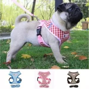 강아지 하네스 체크 가슴줄 애견 산책줄 몸줄