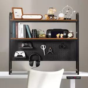 델리 데스크 책장 금속 책상 선반 페그보드 후크 세트 2단 디스플레이 랙 기숙사 사무실용 다용도 목재